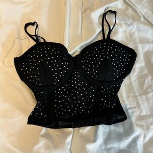 Black Diamond Corset Mesh Top